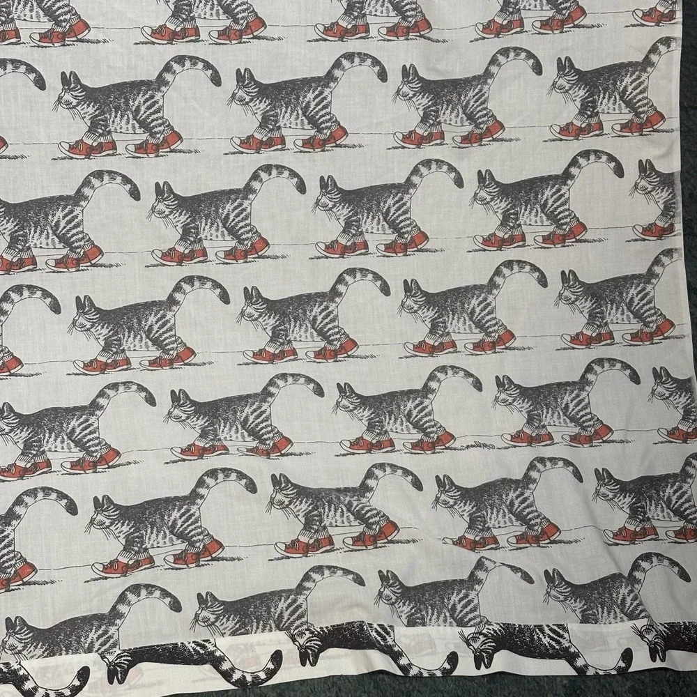 B Kliban Cat Lover Sewing Fabric Vintage Material Crafts Twin Flat Sheet VTG